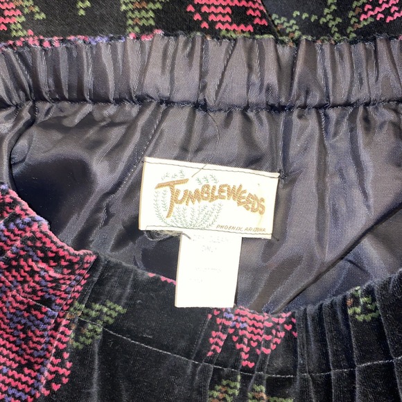 Vintage Tumbleweeds Skirt Velvet Floral Rose Lined Long Modest Belt EUC Sz 32 - Picture 7 of 10